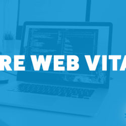 An image of a laptop on a desk with code on the screen and the title of Andrew Wilder's episode on the Food Blogger Pro Podcast, 'Core Web Vitals.'