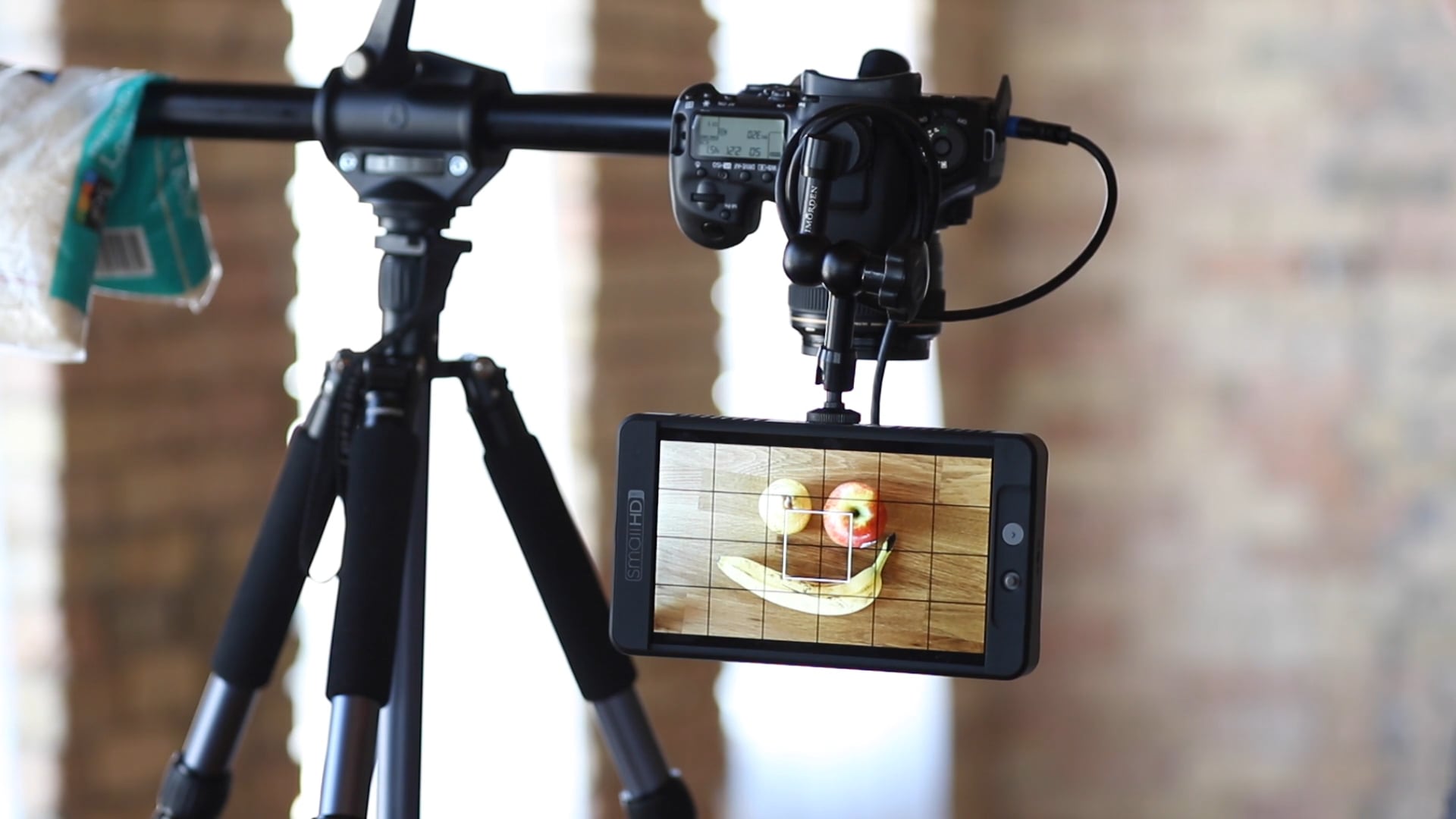 Tripod with a camera angled down