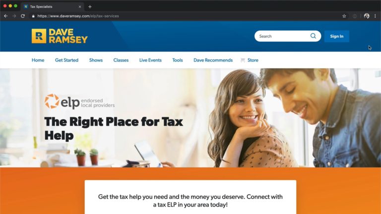 the Dave Ramsey ELP landing page