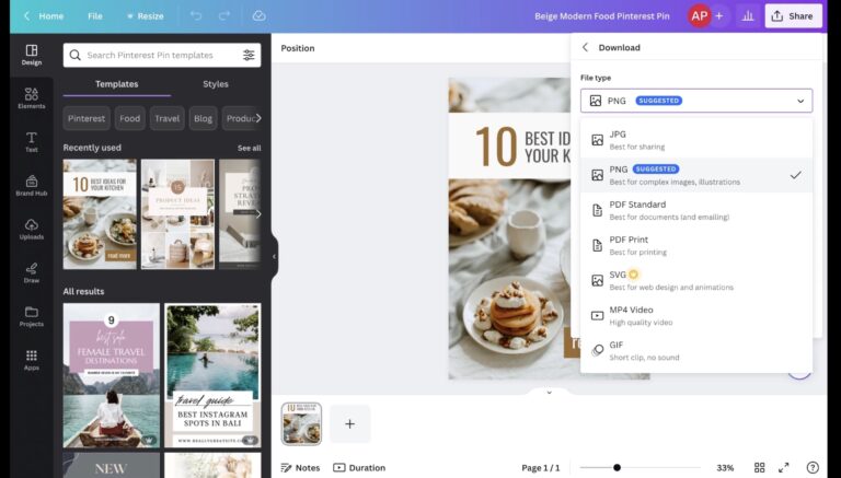 Exporting designs in Canva