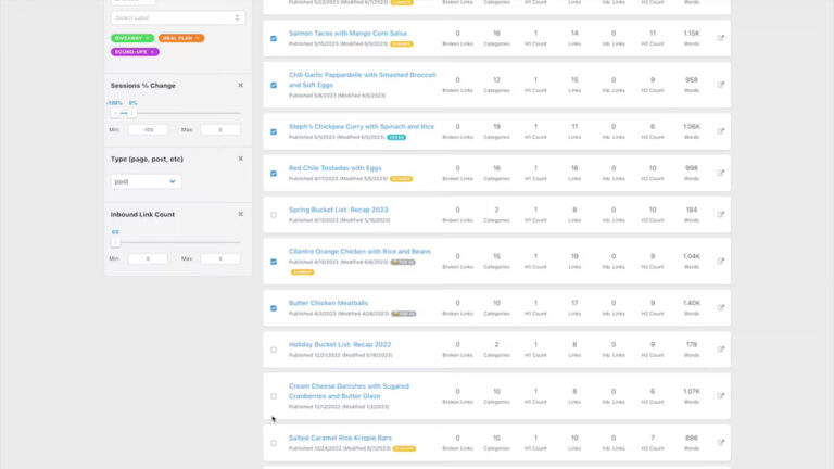 Clariti explore page with a few posts selected and a few filters on the left
