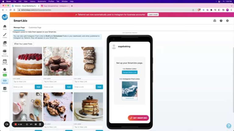 a screenshot of the Smart.bio page on Tailwind