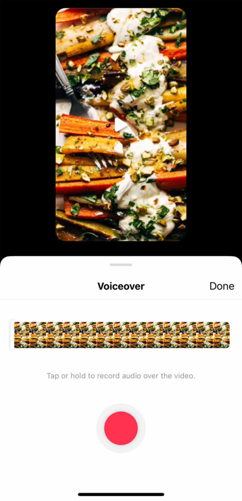 Screenshot of voiceover feature on Reels