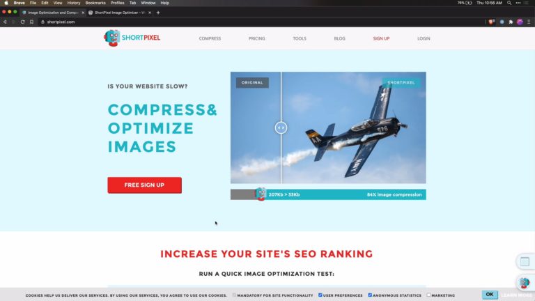 Screenshot of the ShortPixel homepage