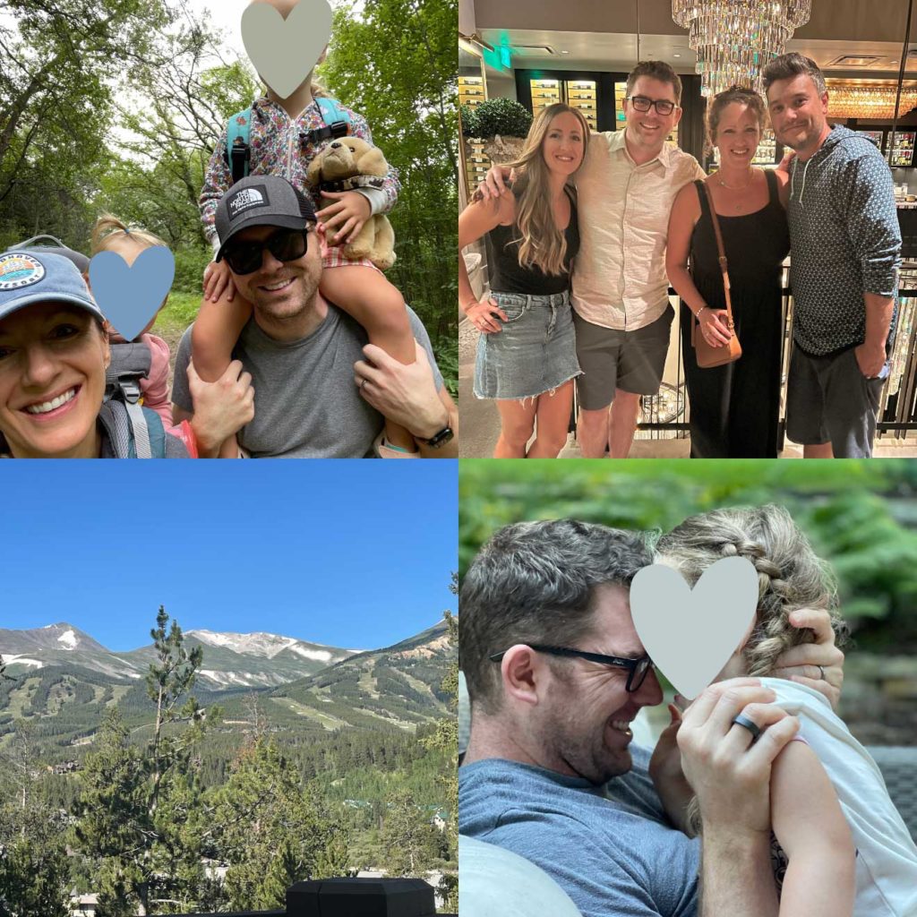 Collage of four photos of Bjork Ostrom with friends and family