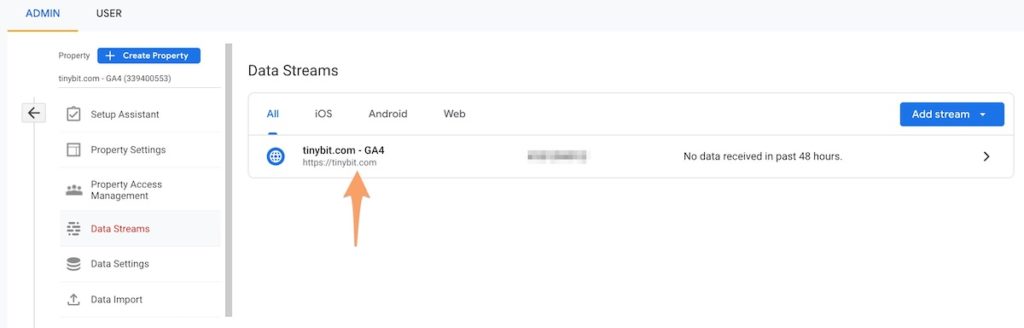 a web data stream in GA4