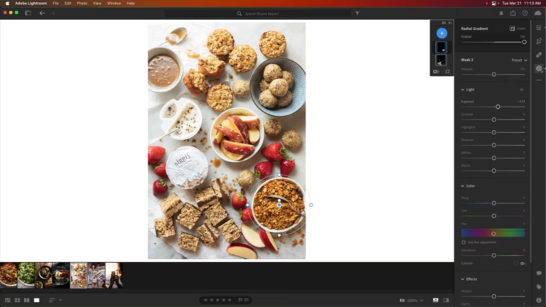 a yogurt snack spread photo in Lightroom CC
