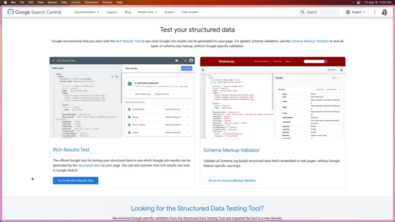 Google's Schema Testing Tools Page
