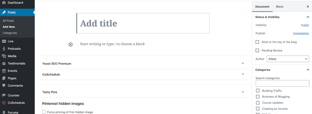 A screenshot of the Add Post page on WordPress