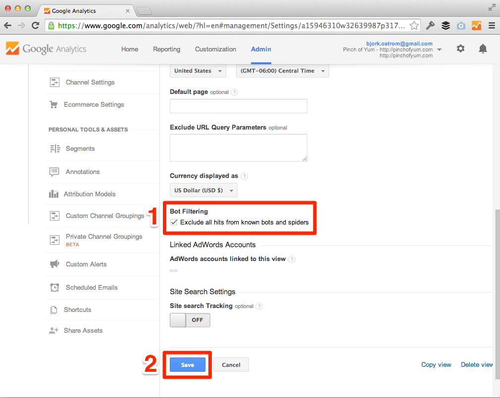 Step 3 for blocking bots and spiders: Exclude all hits from known bots and spiders