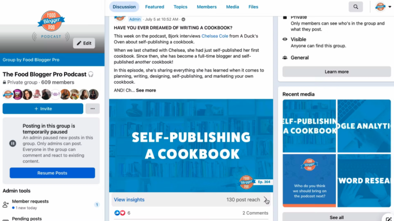 Food Blogger Pro Facebook group page