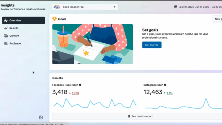 Insights page on Facebook