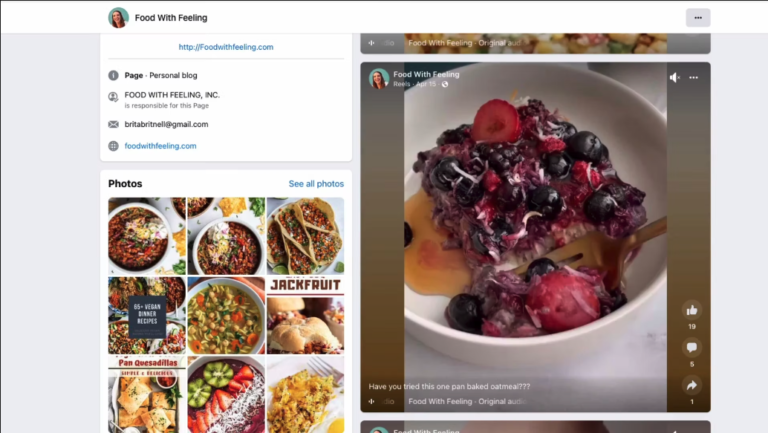 Reel on the Food with Feeling Facebook page