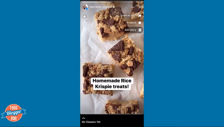 Blue slide with Food Blogger Pro logo that shows a Facebook Story
